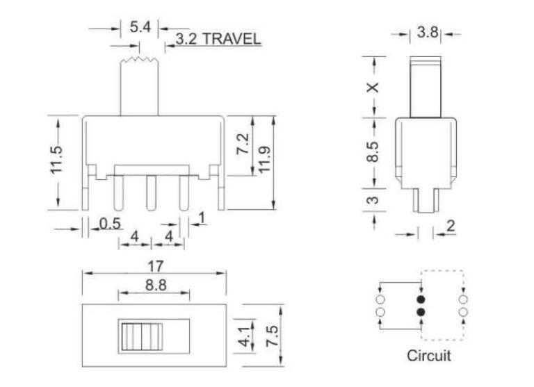 SS-22F05(2P2T)撥動(dòng)開(kāi)關(guān)