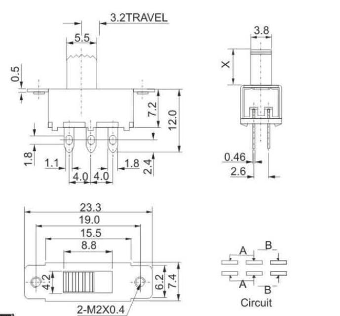 SS-22F25(2P2T)撥動(dòng)開(kāi)關(guān)