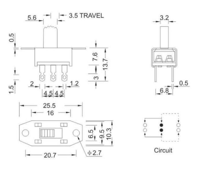 SS-22G308(2P2T)撥動(dòng)開(kāi)關(guān)