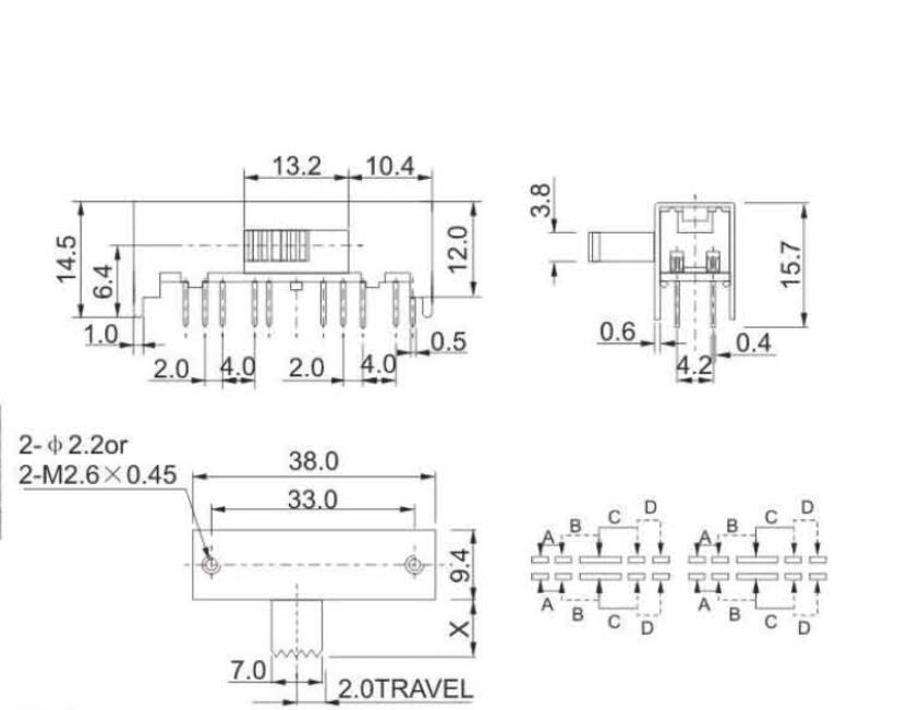 SK-44D01(4P4T)撥動開關(guān)