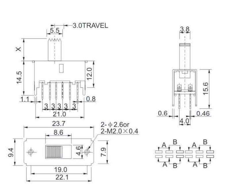 SS-42F01(4P4T)撥動開關(guān)